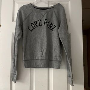 PINK grey crew neck sweatshirt